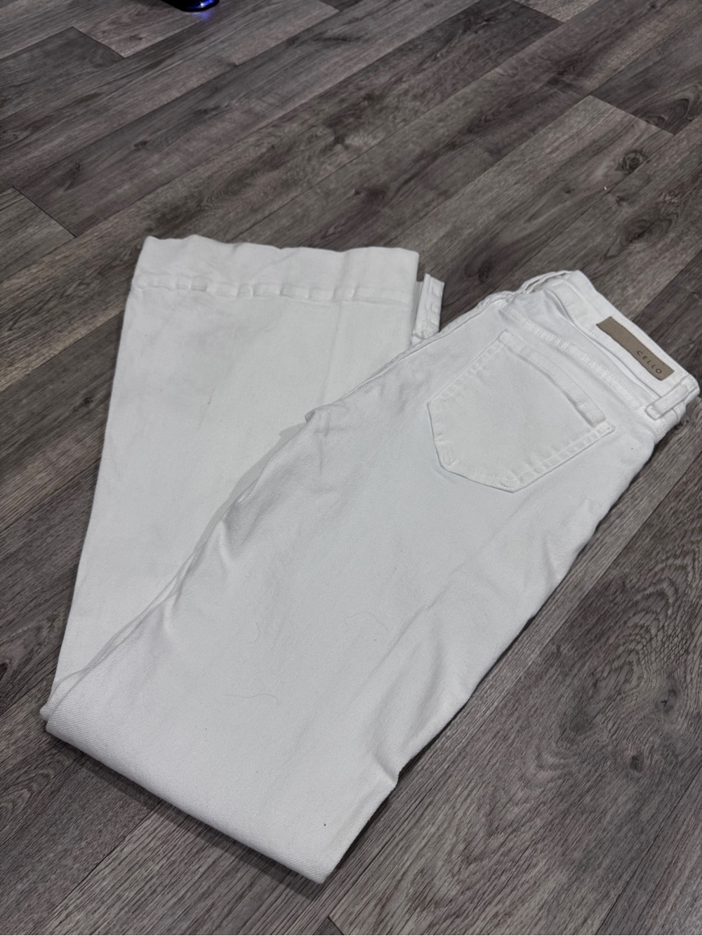 Cello flare white denim pants